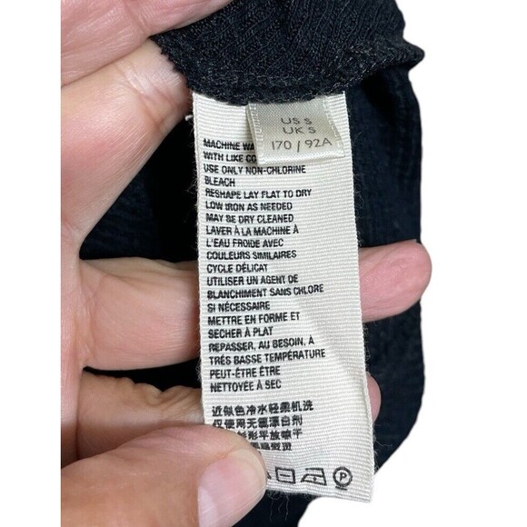 Free People $88 Devin Textured Long Sleeve Knit Top Black‎ Womens Size Small - Picture 9 of 14